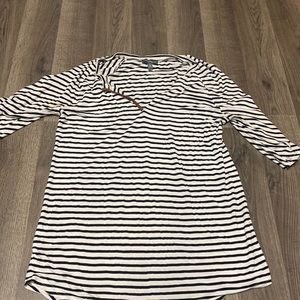 Black and white striped half sleeve blouse